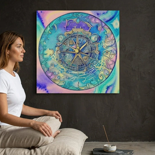 Yoga Wall Decor Featuring Astrology Wheel Art