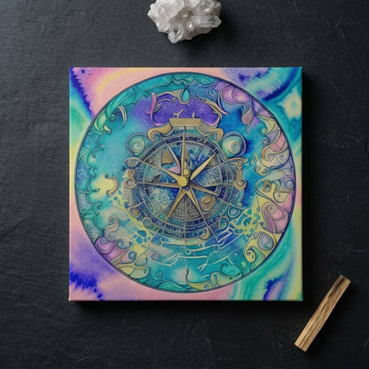 Yoga Wall Decor Featuring Astrology Wheel Art